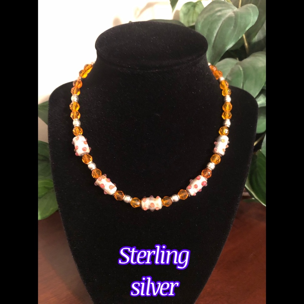 Sterling silver and and glass bead necklace